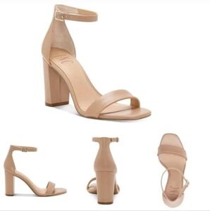 INC Inter. Con.Lexini Sandals Women’s Size 11M Nude Beige Block Heel Ankle Strap